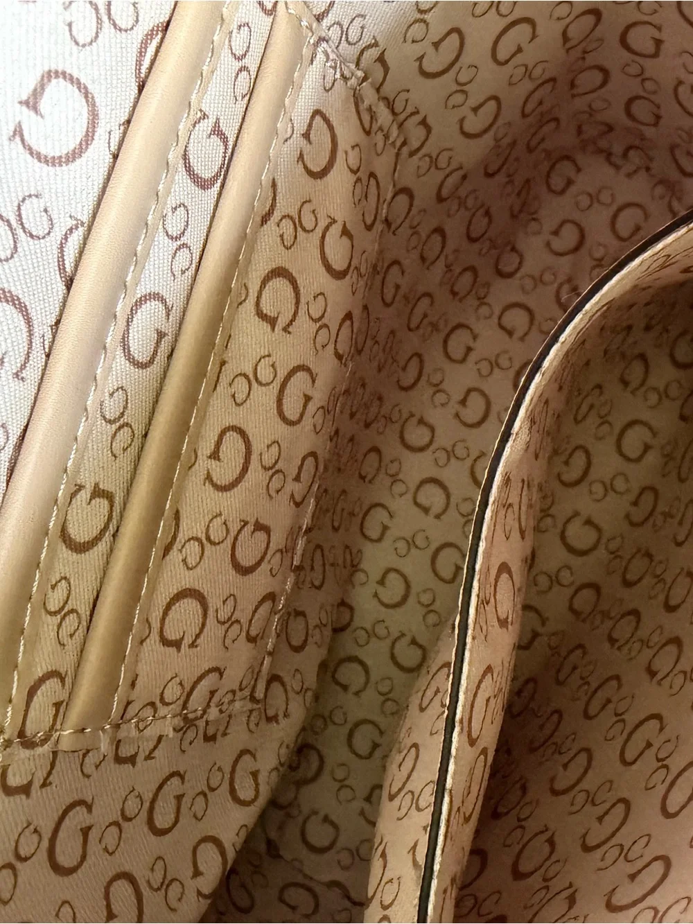 GUESS Brown and Tan Woven Crossbody Mini Purse